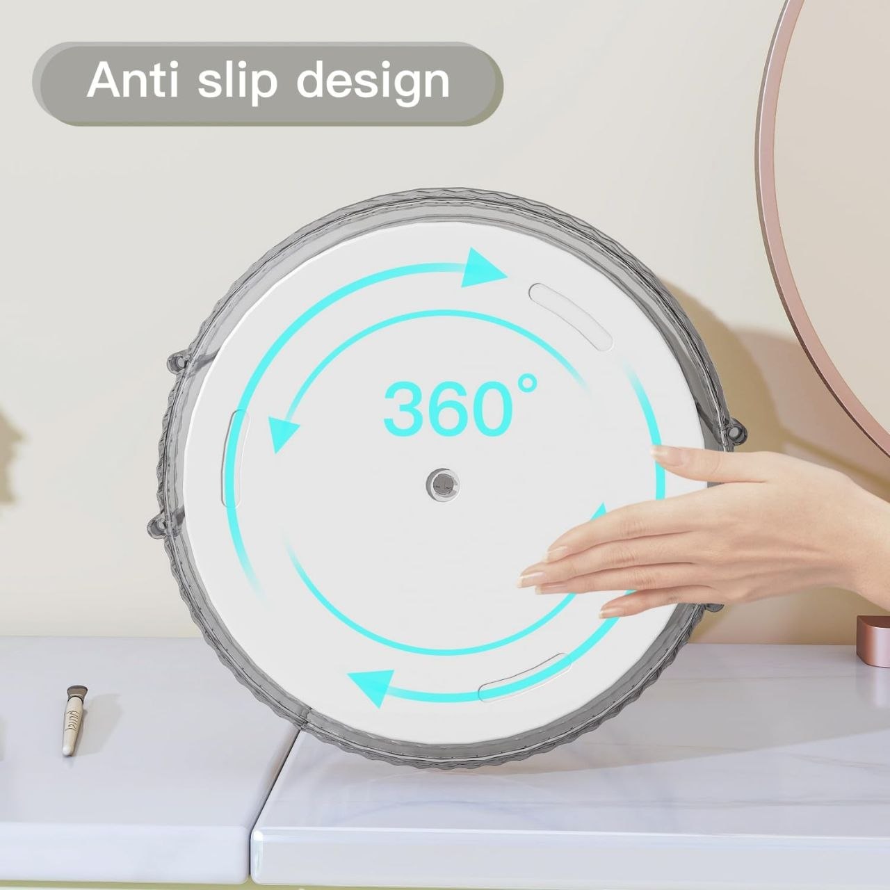 ✅ منظم مكياج دوار لطاولة الزينة، 3 طبقات، يدور 360 درجة، سعة كبيرة، تخزين شفاف لمستحضرات العناية بالبشرة